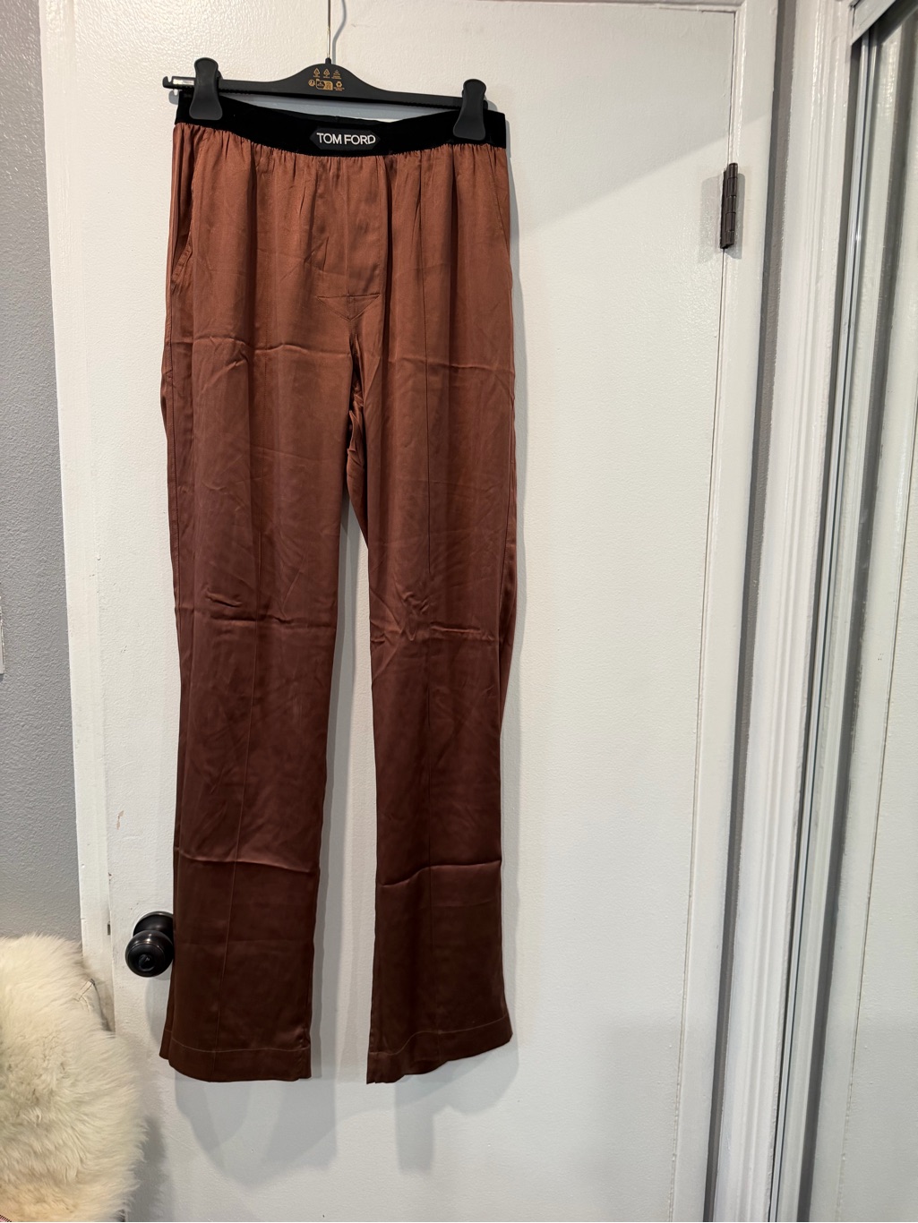 Tom Ford Brown Satin Elastic-Waist Pants
